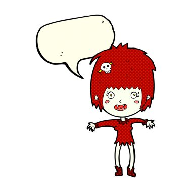 Konuşma baloncuğu olan vampir kız.