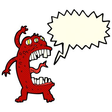 Konuşma balonlu çılgın canavar çizgi filmi.