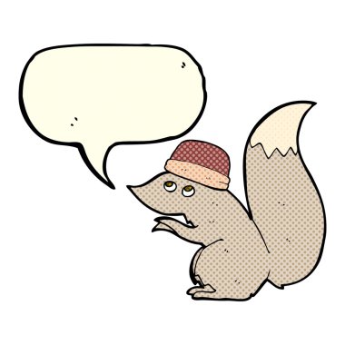 çizgi film sincap konuşma balonu ile şapka