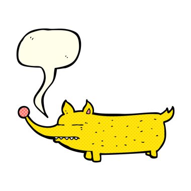 Konuşma balonlu komik küçük köpek.