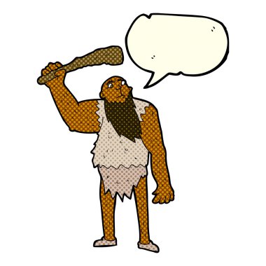 Konuşma baloncuklu çizgi film mağara adamı