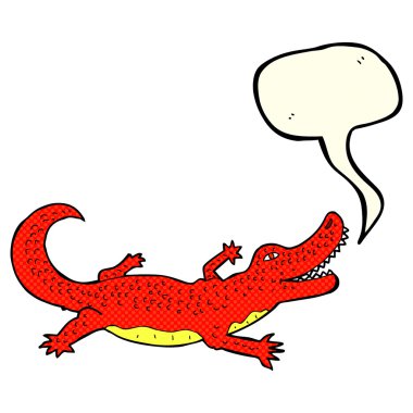 Konuşma baloncuklu çizgi film timsahı