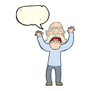 karikatür kızgın yaşlı adam konuşma baloncuğu ile