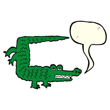 Konuşma baloncuklu çizgi film timsahı