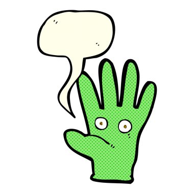 çizgi film gözleri ile konuşma balonu eliyle