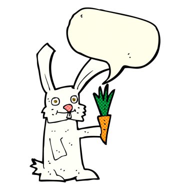 karikatür tavşan havuç ile konuşma balonu ile