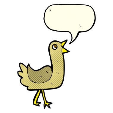 Konuşma baloncuklu çizgi film kuşu