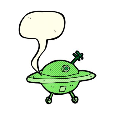 Konuşma baloncuklu uçan daire.