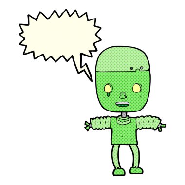 Konuşma baloncuklu çizgi film robotu