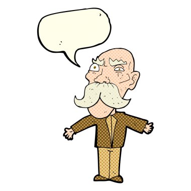 karikatür kızgın yaşlı adam konuşma baloncuğu ile