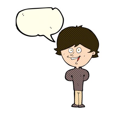 çizgi film mutlu çocuk konuşma balonu ile