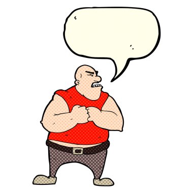 Konuşma baloncuğu olan vahşi bir adam.