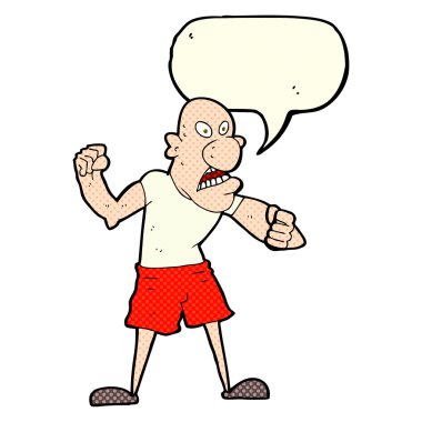 Konuşma baloncuğu olan vahşi bir adam.