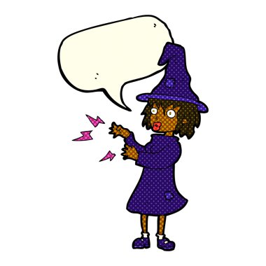 Konuşma baloncuğu ile çizgi cadı döküm büyü