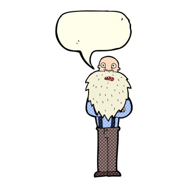 karikatür konuşma balonu ile yaşlı adam sakallı