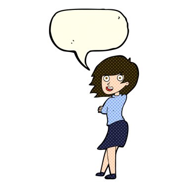 çizgi film mutlu kadın konuşma balonu ile