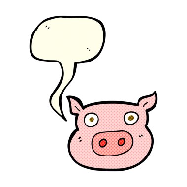 Konuşma balonlu domuz suratlı çizgi film.