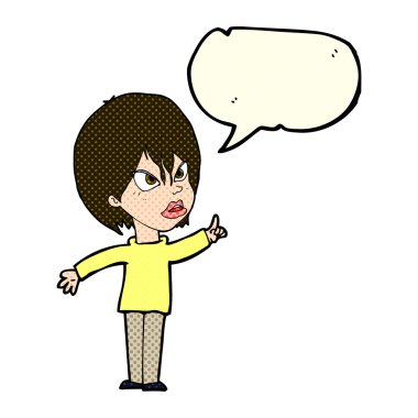 konuşma balonu ile savunarak çizgi film kadın