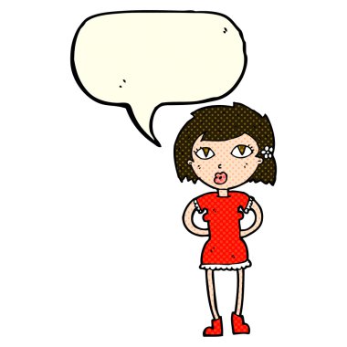 karikatür kadınla konuşma balonu