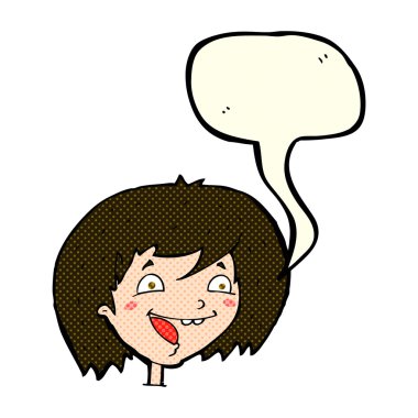 çizgi film mutlu kız konuşma balonu ile