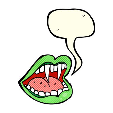 Konuşma baloncuklu çizgi vampir ağzı.