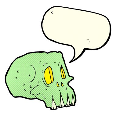 Konuşma baloncuklu garip kafatası