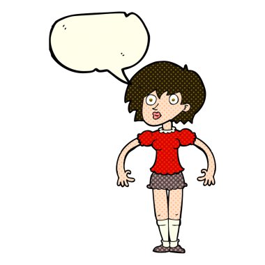 Karikatür, konuşma balonlu kadını şaşırttı.