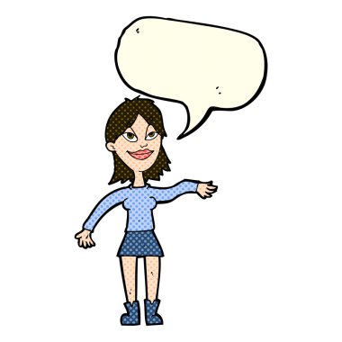 çizgi film kadın yapma el hareketi ile konuşma balonu