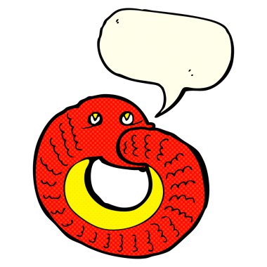 Çizgi film yılanı konuşma baloncuğuyla kendi kuyruğunu yiyor.