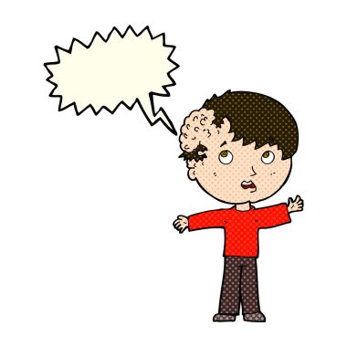 kafasında konuşma kabarcığı olan çizgi film çocuğu.