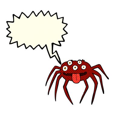 Konuşma balonlu iğrenç cadılar bayramı örümceği çizgi filmi