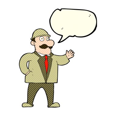 çizgi film mantıklı iş adamı ile konuşma balonu Melon şapkalı