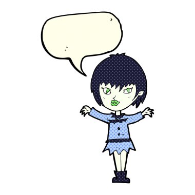 Konuşma baloncuğu olan vampir kız.