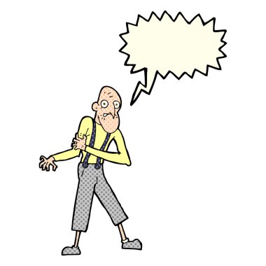 Karikatür ihtiyarı konuşma baloncuğuyla kalp krizi geçiriyor.