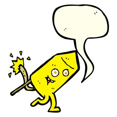 Konuşma baloncuklu komik havai fişek karakteri