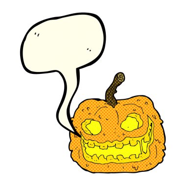 Konuşma baloncuklu garip balkabağı.