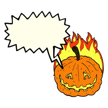 Konuşma baloncuğuyla sırıtan bir çizgi film.