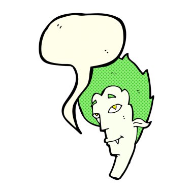 Konuşma balonlu bir vampir kafası.