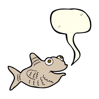 Konuşma baloncuklu mutlu balık çizgi filmi