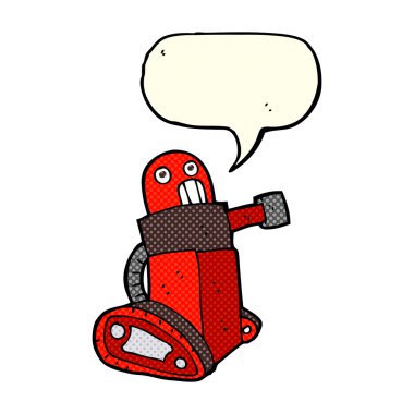 Konuşma baloncuklu çizgi film tankı robotu