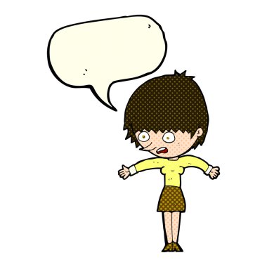 çizgi film kadın konuşma balonu ile panik