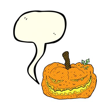 Konuşma baloncuklu Cadılar Bayramı balkabağı çizgi filmi