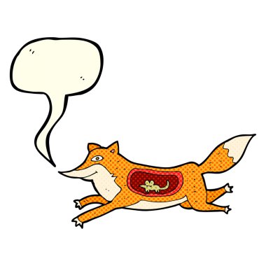 çizgi film fox göbekle konuşma balonu içinde fare ile