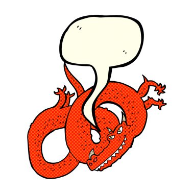 Konuşma baloncuklu çizgi film ejderhası