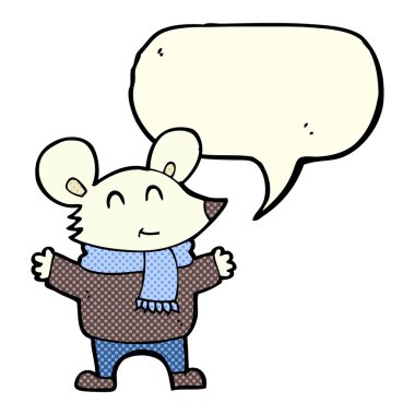 Konuşma baloncuklu çizgi film faresi