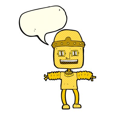 Konuşma baloncuklu çizgi film robotu