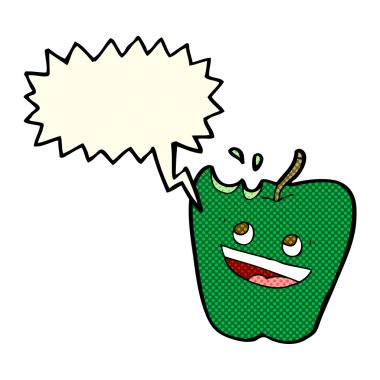 Konuşma balonlu mutlu elma karikatürü