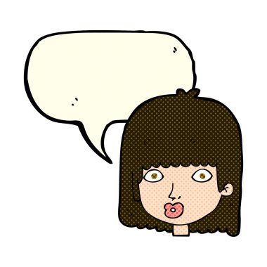 Karikatür, konuşma balonlu kadını şaşırttı.