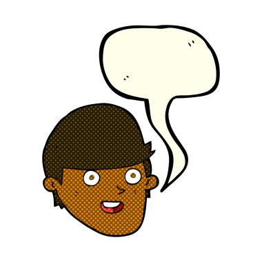 Konuşma baloncuğu olan koca çeneli çizgi film adamı.