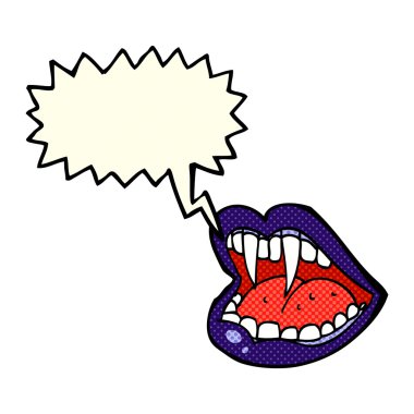 Konuşma baloncuklu çizgi vampir ağzı.